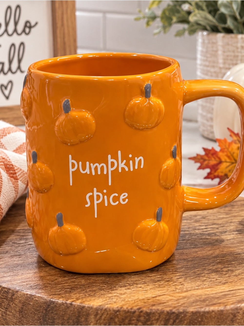 NEW Rae Dunn Pumpkin Spice Orange Mug – Fall Pumpkin Coffee Mug